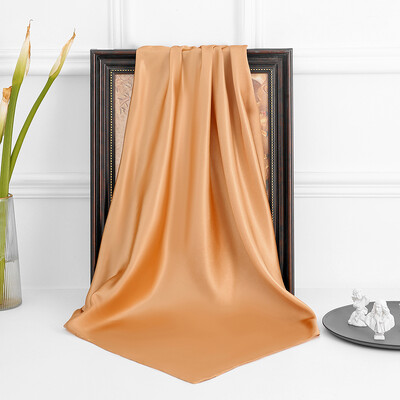 90 cm új luxus egyszerűség egyszínű monokróm női fényvédő kendő nagy négyzet alakú sál selyem sál mellkasi sál