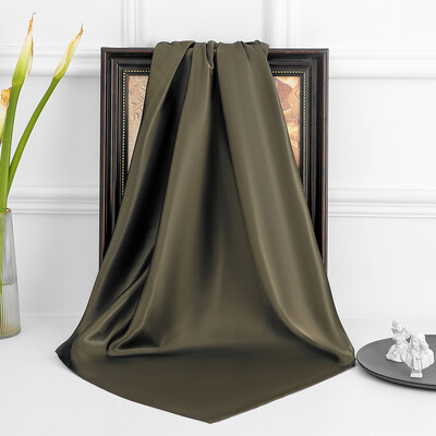 90 cm új luxus egyszerűség egyszínű monokróm női fényvédő kendő nagy négyzet alakú sál selyem sál mellkasi sál