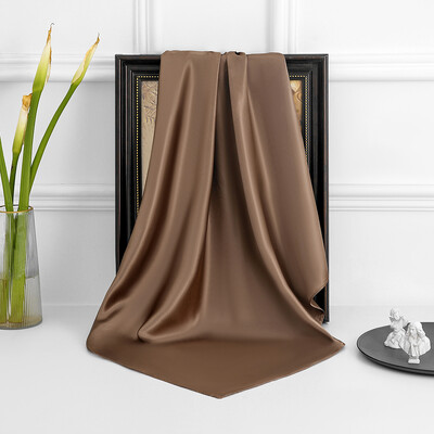 90 cm új luxus egyszerűség egyszínű monokróm női fényvédő kendő nagy négyzet alakú sál selyem sál mellkasi sál
