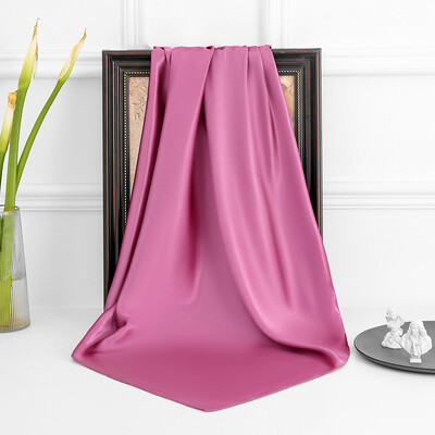 90 cm új luxus egyszerűség egyszínű monokróm női fényvédő kendő nagy négyzet alakú sál selyem sál mellkasi sál