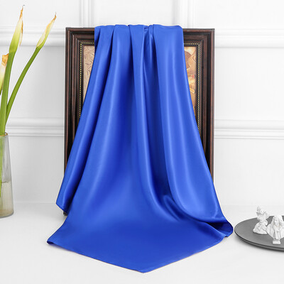 90 cm új luxus egyszerűség egyszínű monokróm női fényvédő kendő nagy négyzet alakú sál selyem sál mellkasi sál