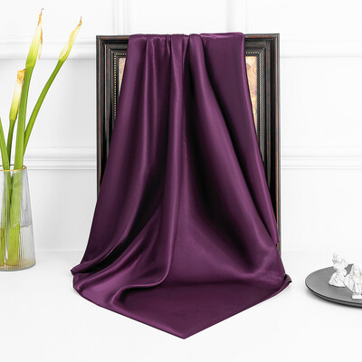 90 cm új luxus egyszerűség egyszínű monokróm női fényvédő kendő nagy négyzet alakú sál selyem sál mellkasi sál