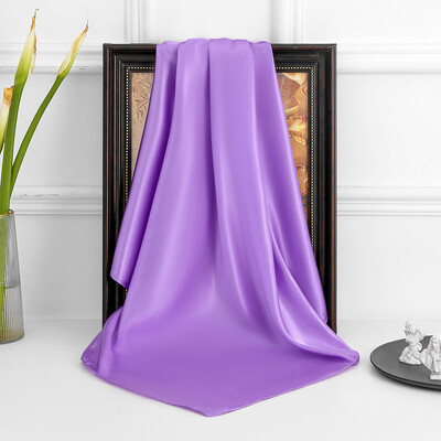 90 cm új luxus egyszerűség egyszínű monokróm női fényvédő kendő nagy négyzet alakú sál selyem sál mellkasi sál