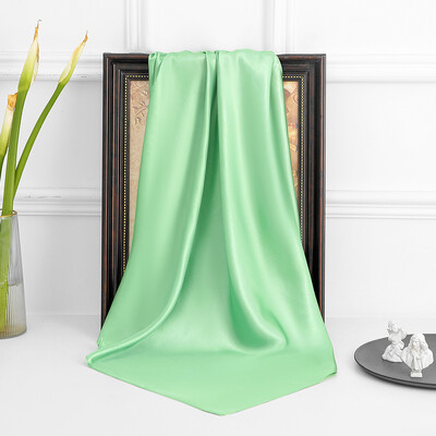 90 cm új luxus egyszerűség egyszínű monokróm női fényvédő kendő nagy négyzet alakú sál selyem sál mellkasi sál