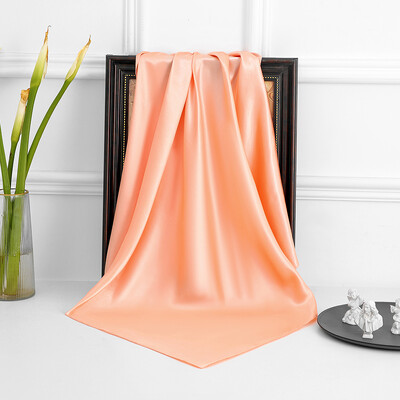 90 cm új luxus egyszerűség egyszínű monokróm női fényvédő kendő nagy négyzet alakú sál selyem sál mellkasi sál