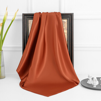 90 cm új luxus egyszerűség egyszínű monokróm női fényvédő kendő nagy négyzet alakú sál selyem sál mellkasi sál