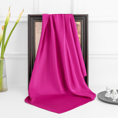 90 cm új luxus egyszerűség egyszínű monokróm női fényvédő kendő nagy négyzet alakú sál selyem sál mellkasi sál