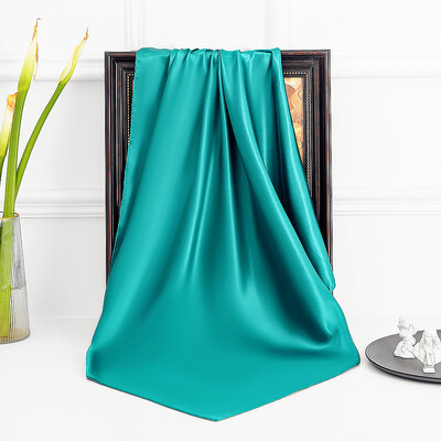 90 cm új luxus egyszerűség egyszínű monokróm női fényvédő kendő nagy négyzet alakú sál selyem sál mellkasi sál