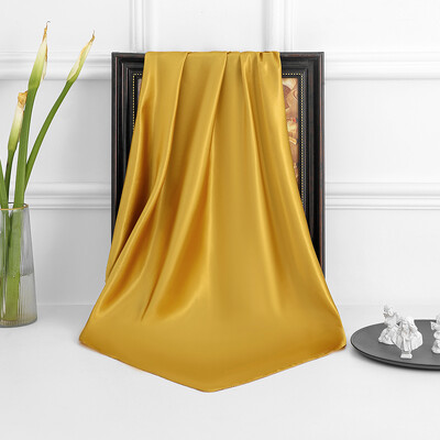 90 cm új luxus egyszerűség egyszínű monokróm női fényvédő kendő nagy négyzet alakú sál selyem sál mellkasi sál