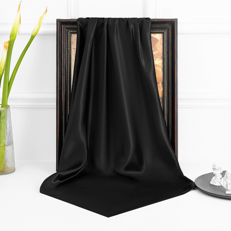 90 cm új luxus egyszerűség egyszínű monokróm női fényvédő kendő nagy négyzet alakú sál selyem sál mellkasi sál