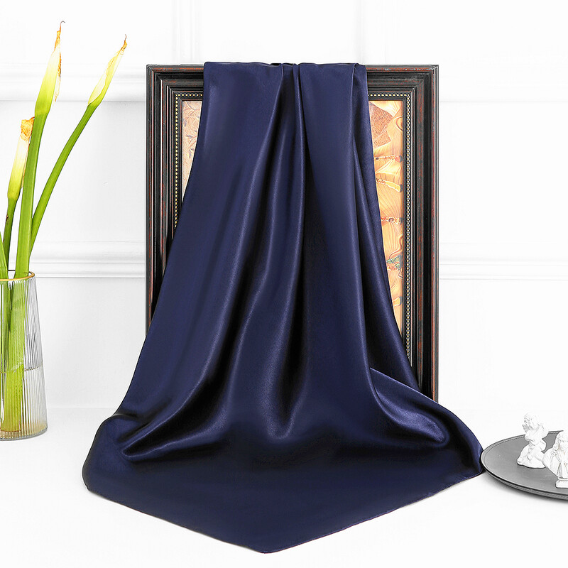 90 cm új luxus egyszerűség egyszínű monokróm női fényvédő kendő nagy négyzet alakú sál selyem sál mellkasi sál