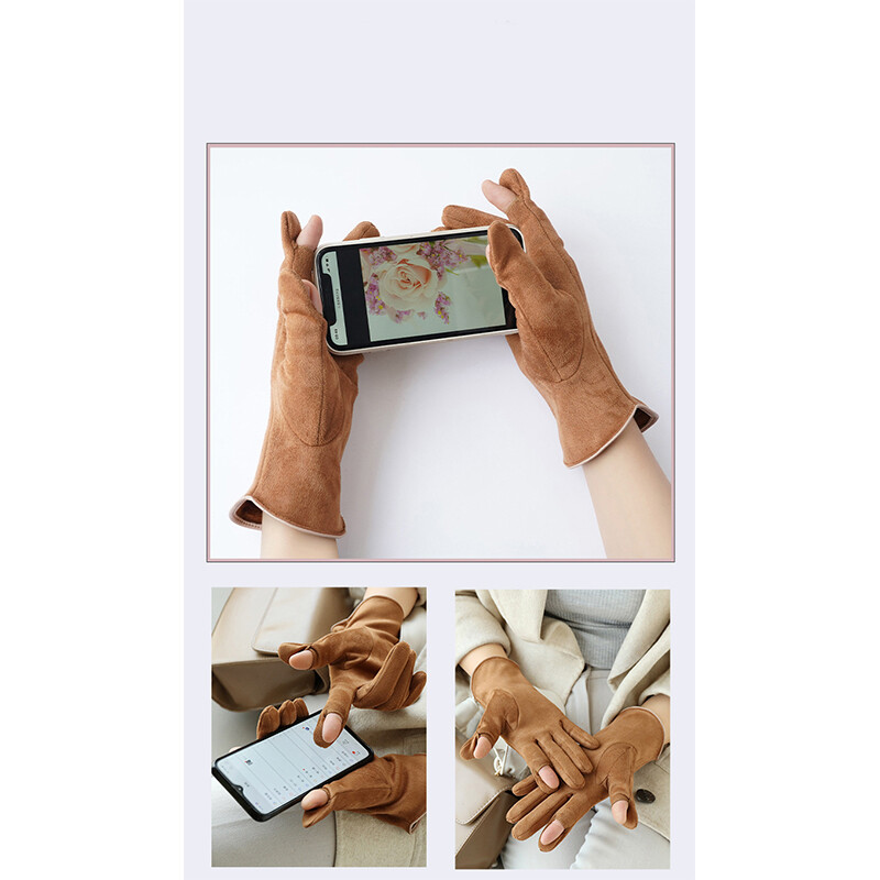 Női Ősz Tél Melegen tartás Érintőképernyő Vékony kasmír tömör, egyszerű kesztyű kerékpáros meghajtó Velúr szövet Elegáns szélálló