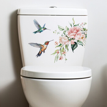 Αυτοκόλλητο 1 τεμ Hummingbird Flower Toilet Decal - Αυτοκόλλητο διακοσμητικό μπάνιου