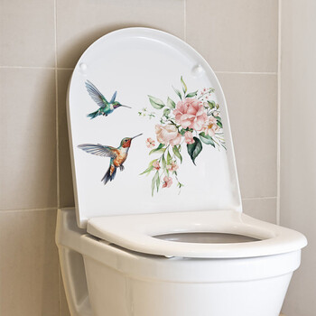 Αυτοκόλλητο 1 τεμ Hummingbird Flower Toilet Decal - Αυτοκόλλητο διακοσμητικό μπάνιου