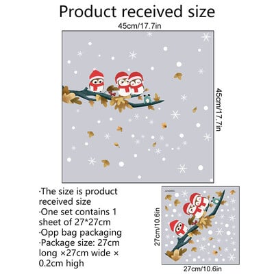 Karácsonyfa ága bagoly pingvin hópehely elektrosztatikus matrica ablak Flim kreatív minimalista lakberendezési tárgyak