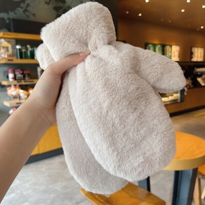 Meleg plüss vastag meleg női kesztyűk téli plusz meleg bolyhos ujjatlan női gyermek ujjas kesztyűk lányoknak plüss ujjatlan