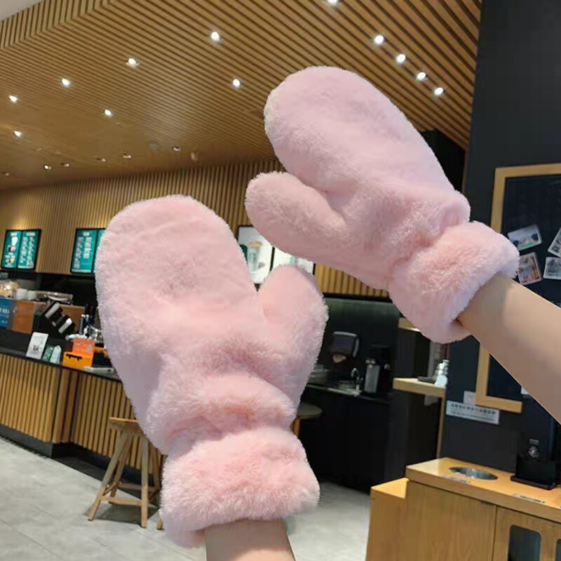 Meleg plüss vastag meleg női kesztyűk téli plusz meleg bolyhos ujjatlan női gyermek ujjas kesztyűk lányoknak plüss ujjatlan