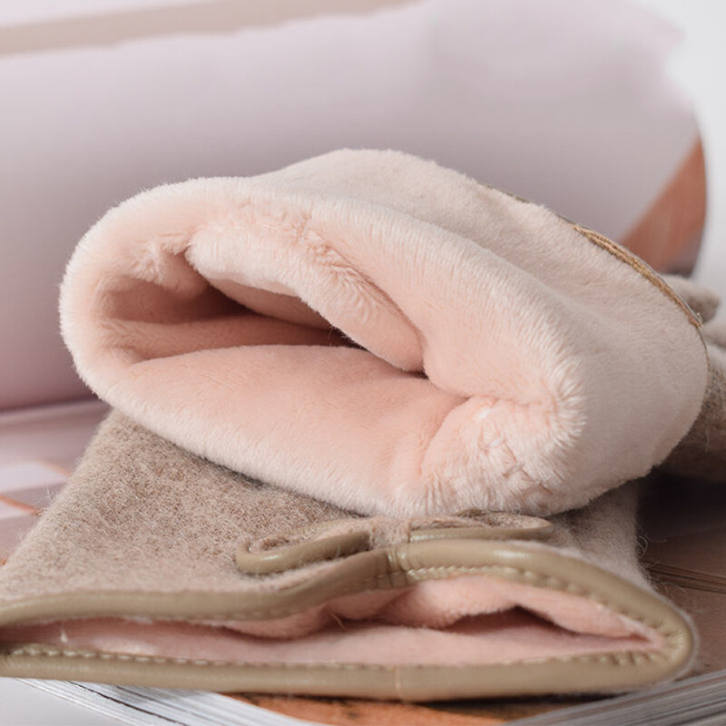 Női téli kasmír érintőképernyős, meleg kesztyűk kültéri lovagláshoz plusz bársony vastag gyapjú masni, teljes ujjal meghajtható ujjatlan ujjatlan S29