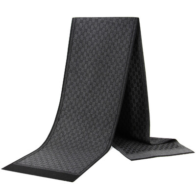 Noi eșarfe de lux din lână de cașmir pentru bărbați Esarfe calde de iarnă pentru bărbați Esarfe de lână neagră cărbune de lemn Confort dublă culoare la modă Îmbrăcăminte casual