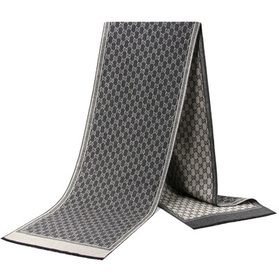 Noi eșarfe de lux din lână de cașmir pentru bărbați Esarfe calde de iarnă pentru bărbați Esarfe de lână neagră cărbune de lemn Confort dublă culoare la modă Îmbrăcăminte casual