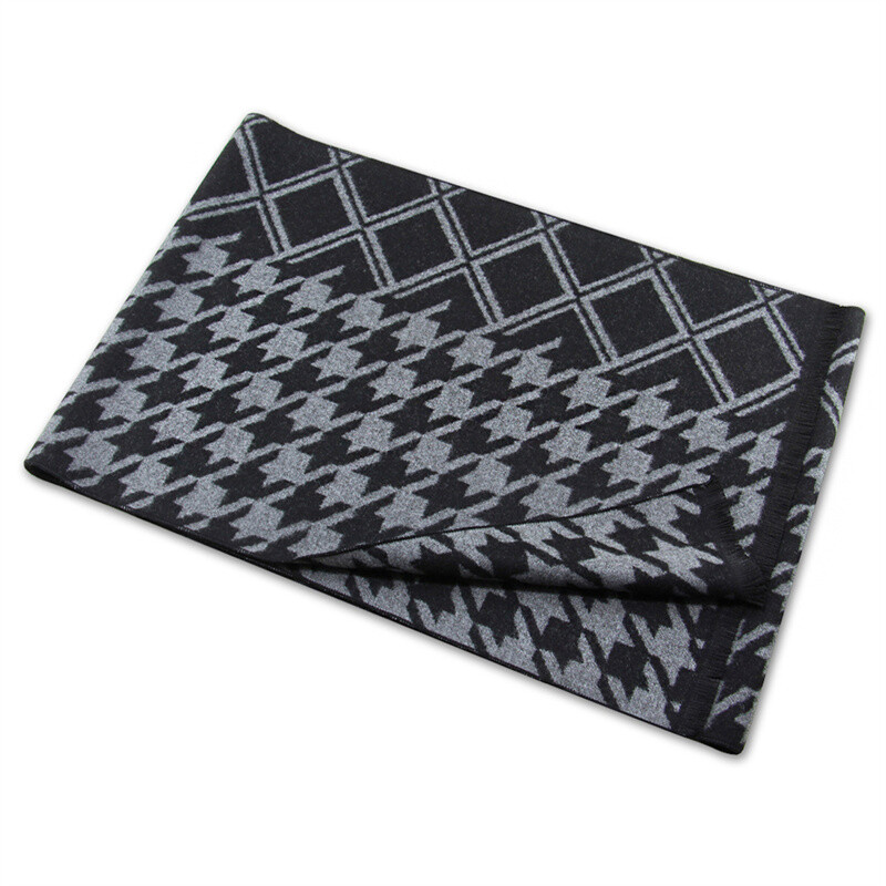 Noi eșarfe de lux din lână de cașmir pentru bărbați Esarfe calde de iarnă pentru bărbați Esarfe de lână neagră cărbune de lemn Confort dublă culoare la modă Îmbrăcăminte casual