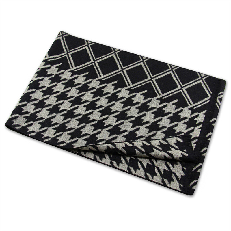 Noi eșarfe de lux din lână de cașmir pentru bărbați Esarfe calde de iarnă pentru bărbați Esarfe de lână neagră cărbune de lemn Confort dublă culoare la modă Îmbrăcăminte casual