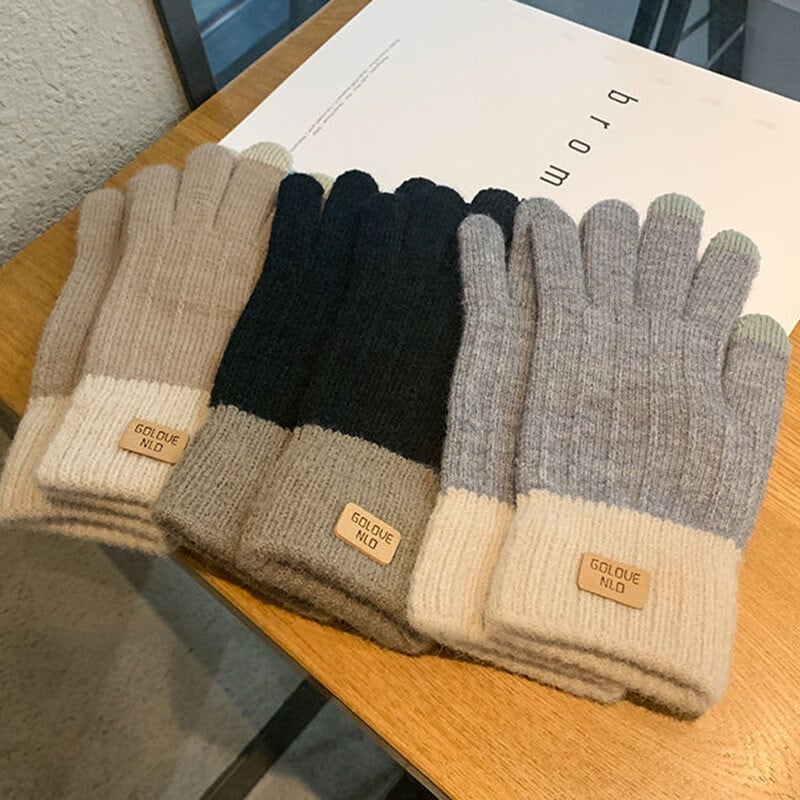 Női lányok ősz tél meleg kötött ujjas kesztyű gyapjú érintőképernyős ujjatlan plüss vastagított puha kerékpáros vezetőkesztyű