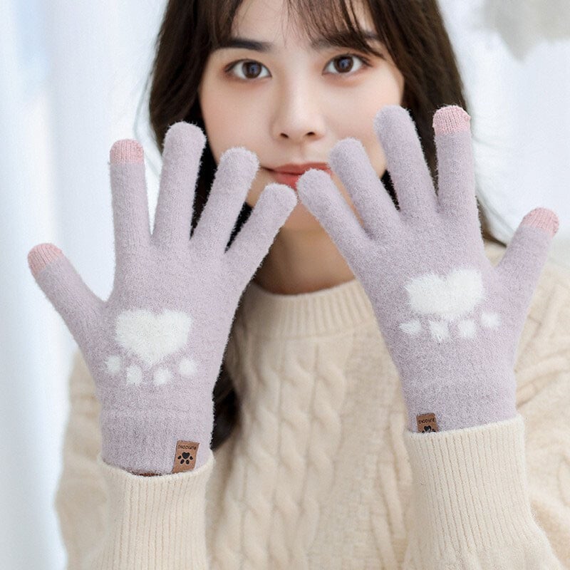 Női lányok ősz tél meleg kötött ujjas kesztyű gyapjú érintőképernyős ujjatlan plüss vastagított puha kerékpáros vezetőkesztyű
