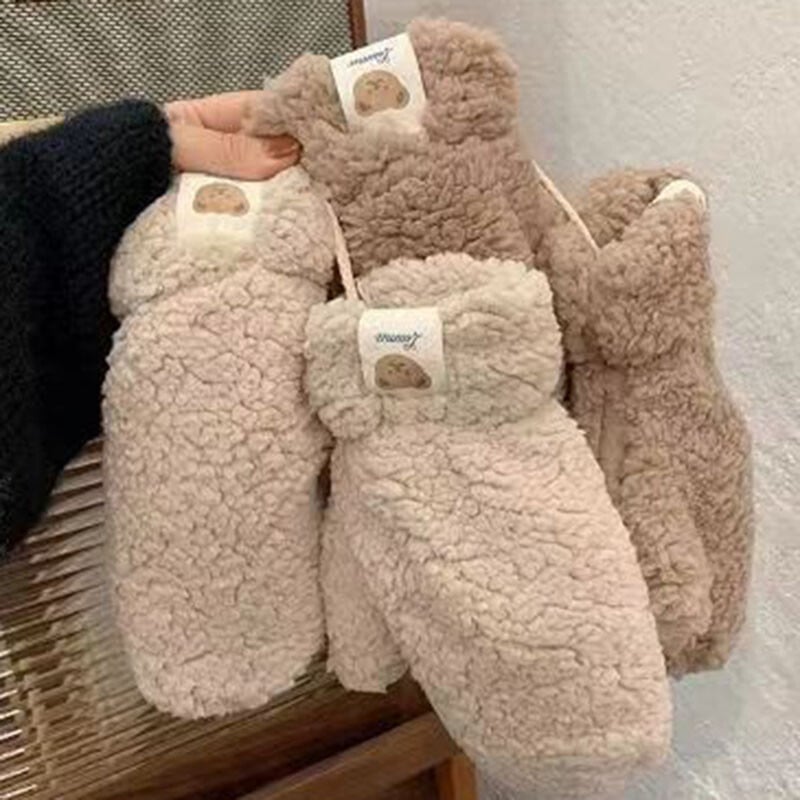 Női lányok ősz tél meleg kötött ujjas kesztyű gyapjú érintőképernyős ujjatlan plüss vastagított puha kerékpáros vezetőkesztyű