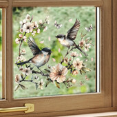 1 buc. Acuarelă floare crenguță pasăre fereastră din sticlă decorare pentru amenajare a teritoriului electrostatic Uv autocolant pentru fereastră autocolant oglindă