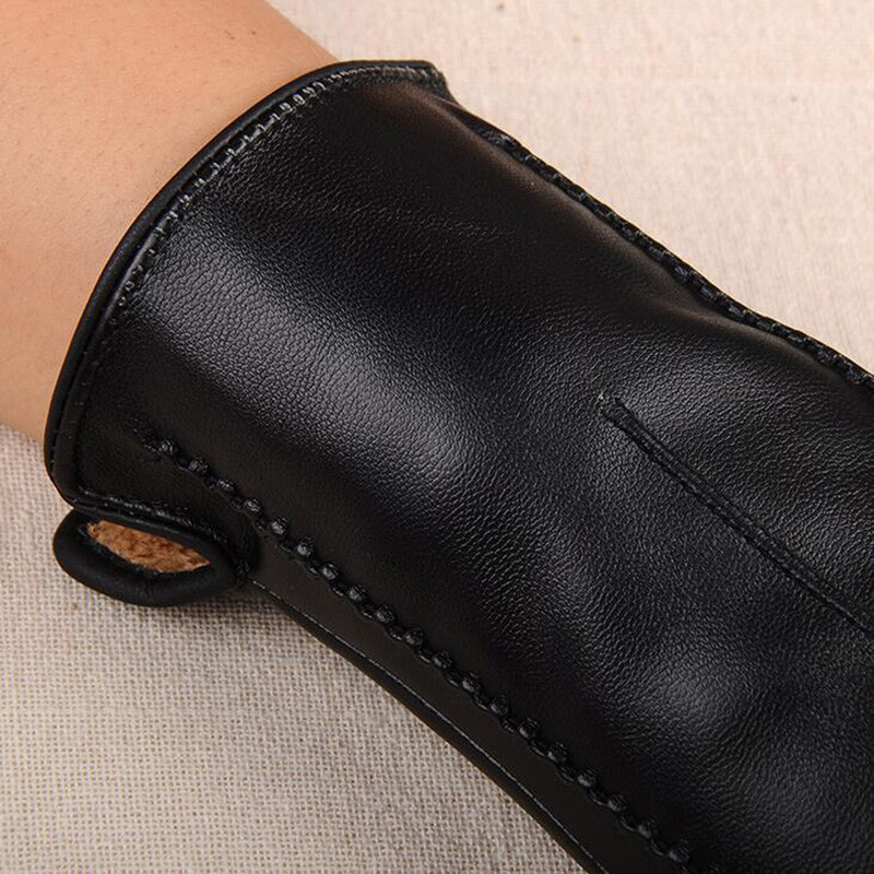 Kiváló minőségű bőr női divat téli plusz korall bársony meleg fekete kesztyű női vezetés érintőképernyős telefon képernyős kesztyű ujjatlan L55