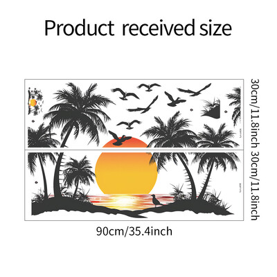 2 buc Apus de soare Cocotier Pescăruș Dormitor Sufragerie Dormitor Autocolante de perete înfrumusețare Decor auto-adeziv