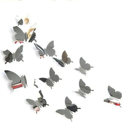 12kom leptir ogledalo zidne naljepnice 3D DIY decal art za djecu lijepljenje naljepnica dom dekoracija spavaća soba pozadina vjenčanja