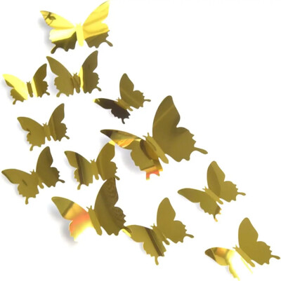 12kom leptir ogledalo zidne naljepnice 3D DIY decal art za djecu lijepljenje naljepnica dom dekoracija spavaća soba pozadina vjenčanja