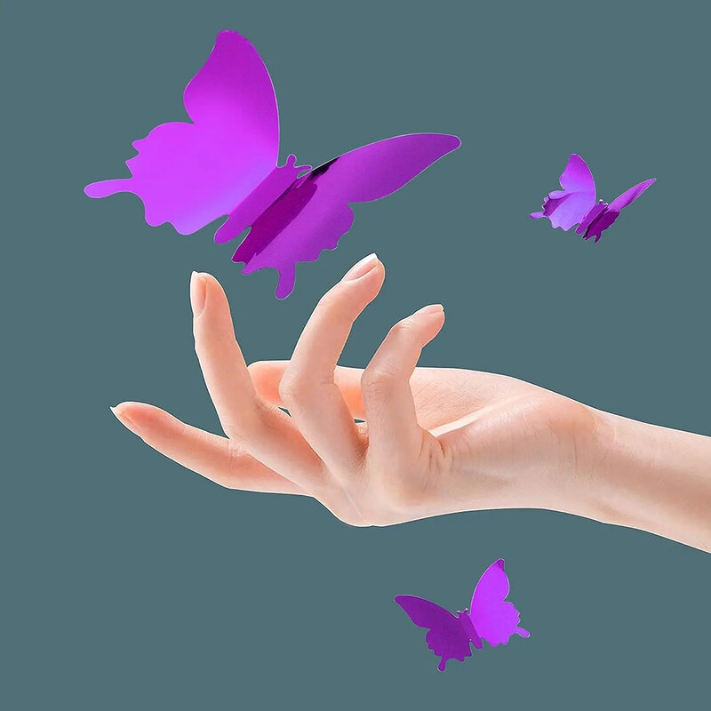 12kom leptir ogledalo zidne naljepnice 3D DIY decal art za djecu lijepljenje naljepnica dom dekoracija spavaća soba pozadina vjenčanja