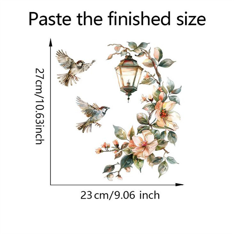 Spalvingi gėlių pakabučiai šviesūs paukščių sienų lipdukai miegamojo svetainei Lipnūs sienų lipdukai PVC sieniniai lipdukai