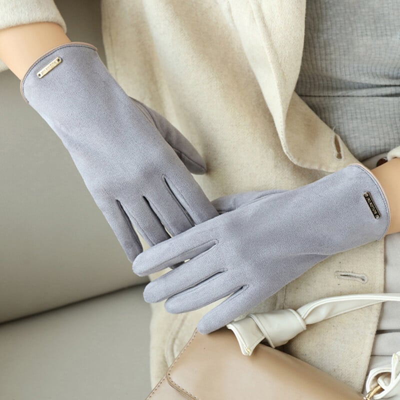 Mănuși de șofat cu ecran tactil din piele intoarsa caldă, toamnă iarnă, pentru femei