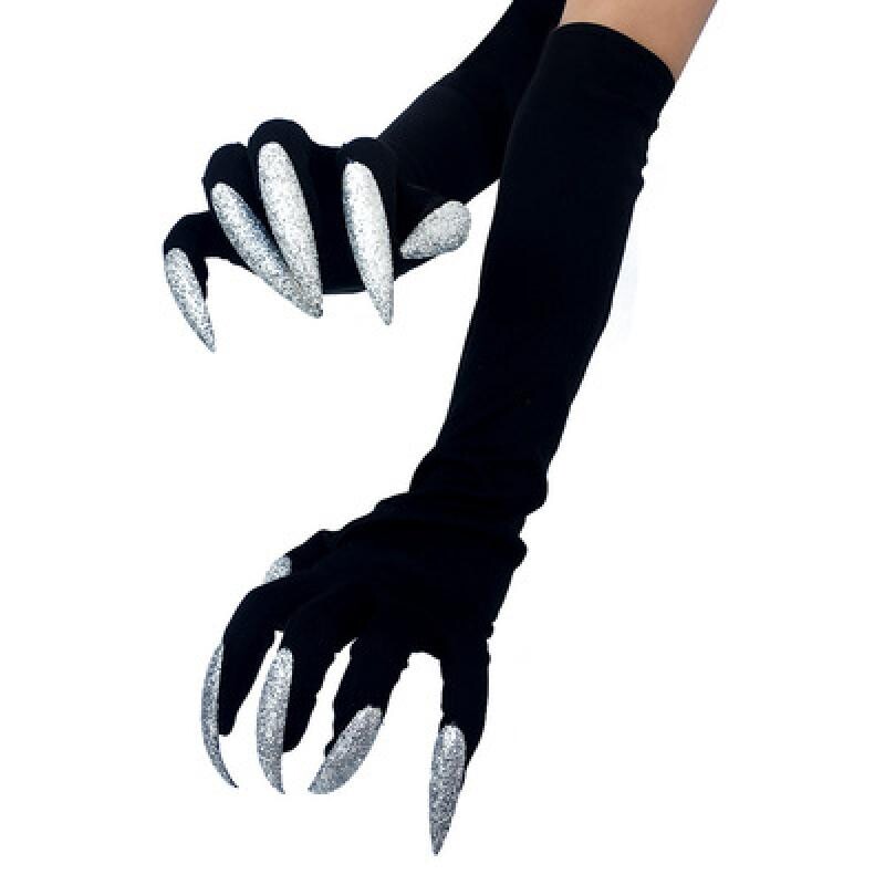 Cool Halloween Gloves Duge Ghost Claw Dress Up Gloves Modne crne duge nokte Cosplay Halloween Smiješne rukavice