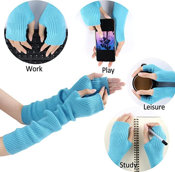 Sparsil ръкавици с ръкавици, дамски зимни кашмирени плетени пънк дълги ръкавици без пръсти, y2k, готически вълнени ръкавици, топли ръце без пръсти