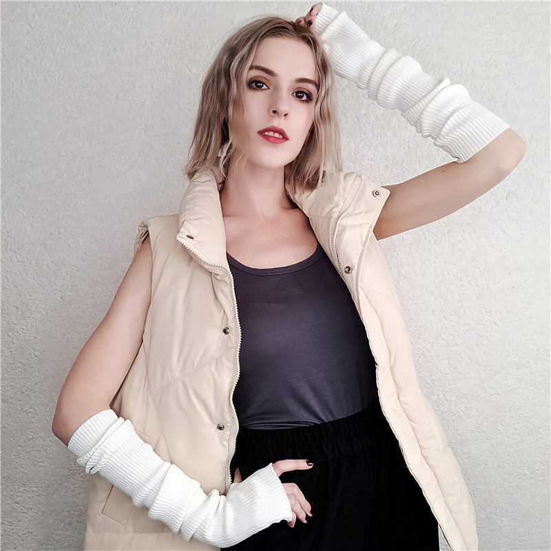 Sparsil ръкавици с ръкавици, дамски зимни кашмирени плетени пънк дълги ръкавици без пръсти, y2k, готически вълнени ръкавици, топли ръце без пръсти