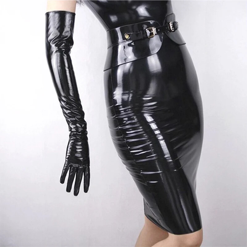 Mănuși lungi strălucitoare pentru femei sexy, din imitație de piele, latex, haine pentru cosplay, mănuși pentru club de noapte, accesorii, mănuși strânse