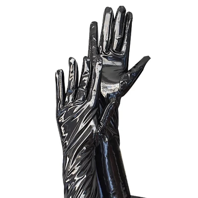 Mănuși lungi strălucitoare pentru femei sexy, din imitație de piele, latex, haine pentru cosplay, mănuși pentru club de noapte, accesorii, mănuși strânse