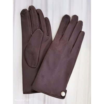 Női Winter Plus Velvet Vastag meleg érintőképernyős kesztyűk Elegáns Pearl Suede Szélálló Full Finger kerékpáros vezetési kesztyűk K43