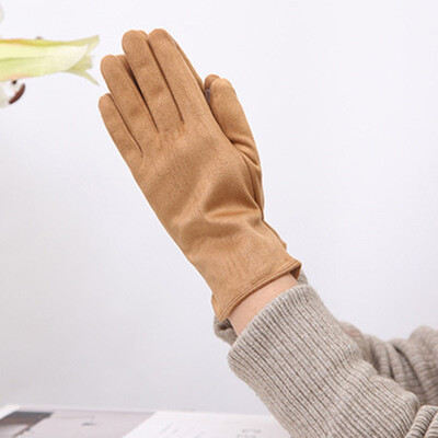 Női Winter Plus Velvet Vastag meleg érintőképernyős kesztyűk Elegáns Pearl Suede Szélálló Full Finger kerékpáros vezetési kesztyűk K43