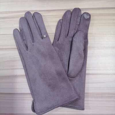 Női Winter Plus Velvet Vastag meleg érintőképernyős kesztyűk Elegáns Pearl Suede Szélálló Full Finger kerékpáros vezetési kesztyűk K43