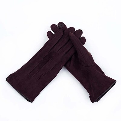 Női Winter Plus Velvet Vastag meleg érintőképernyős kesztyűk Elegáns Pearl Suede Szélálló Full Finger kerékpáros vezetési kesztyűk K43