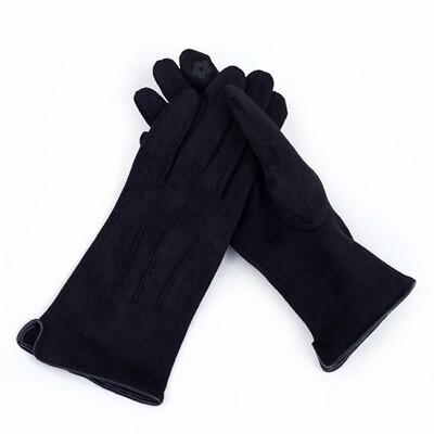 Női Winter Plus Velvet Vastag meleg érintőképernyős kesztyűk Elegáns Pearl Suede Szélálló Full Finger kerékpáros vezetési kesztyűk K43