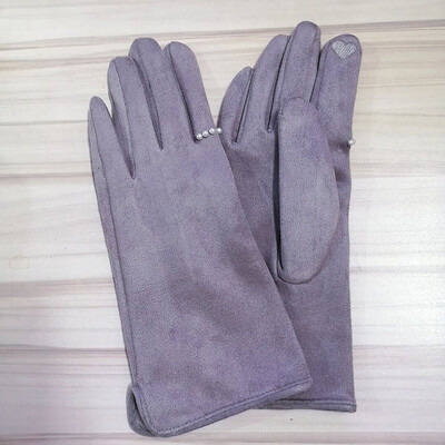 Női Winter Plus Velvet Vastag meleg érintőképernyős kesztyűk Elegáns Pearl Suede Szélálló Full Finger kerékpáros vezetési kesztyűk K43