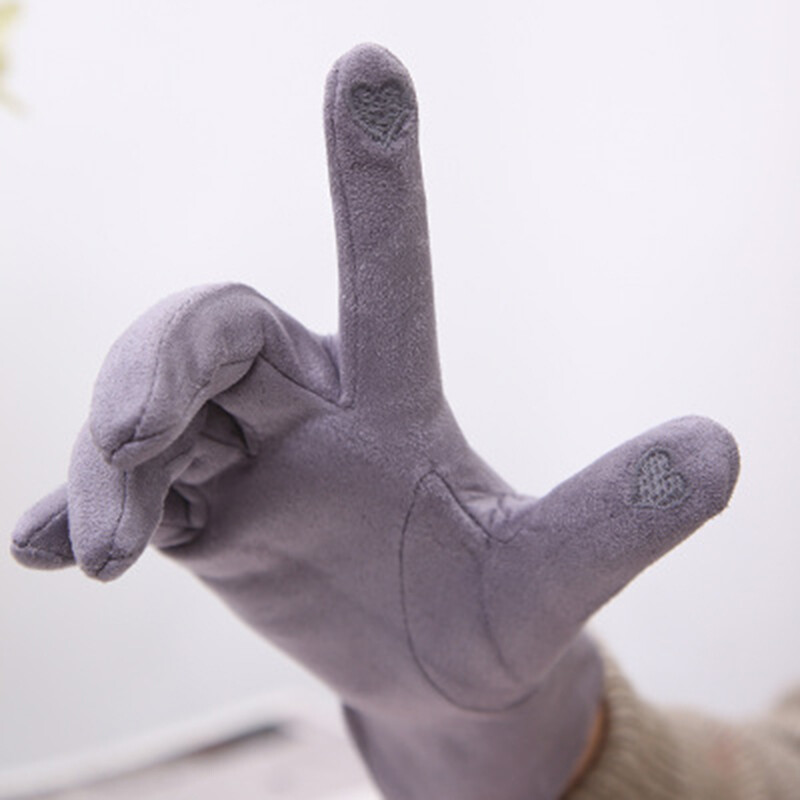 Női Winter Plus Velvet Vastag meleg érintőképernyős kesztyűk Elegáns Pearl Suede Szélálló Full Finger kerékpáros vezetési kesztyűk K43