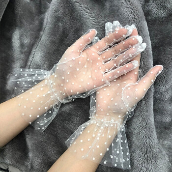 1 бр. Секси Transparentes Dot Print Black White Mesh Tulle GloveSpring Summer Thin Short Glove Club Prom Party Dancing Dress Glove